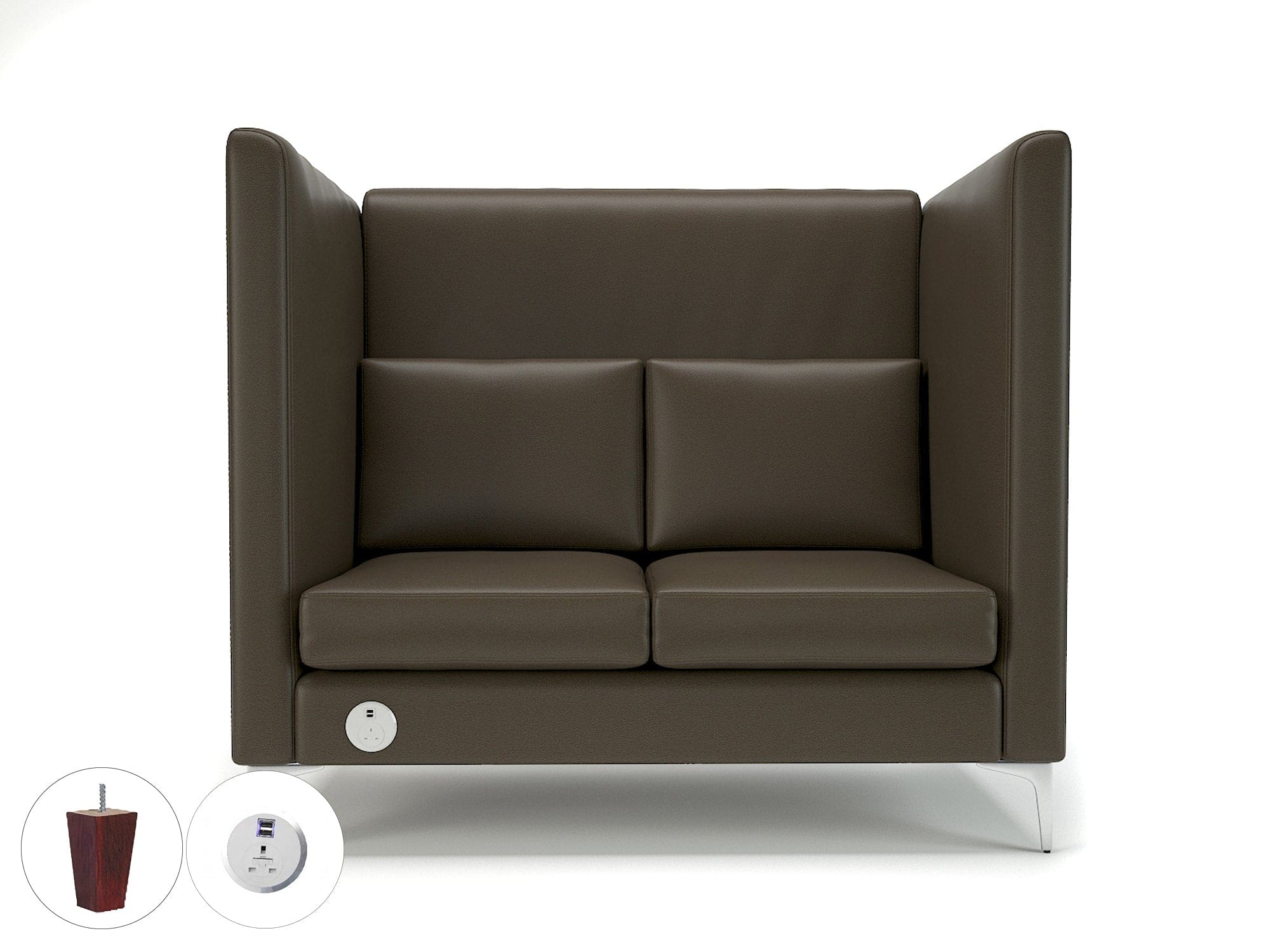 Altus 128cm Wide Privacy Booth in Cristina Marrone Ultima Faux Leather with Socket - Image 68