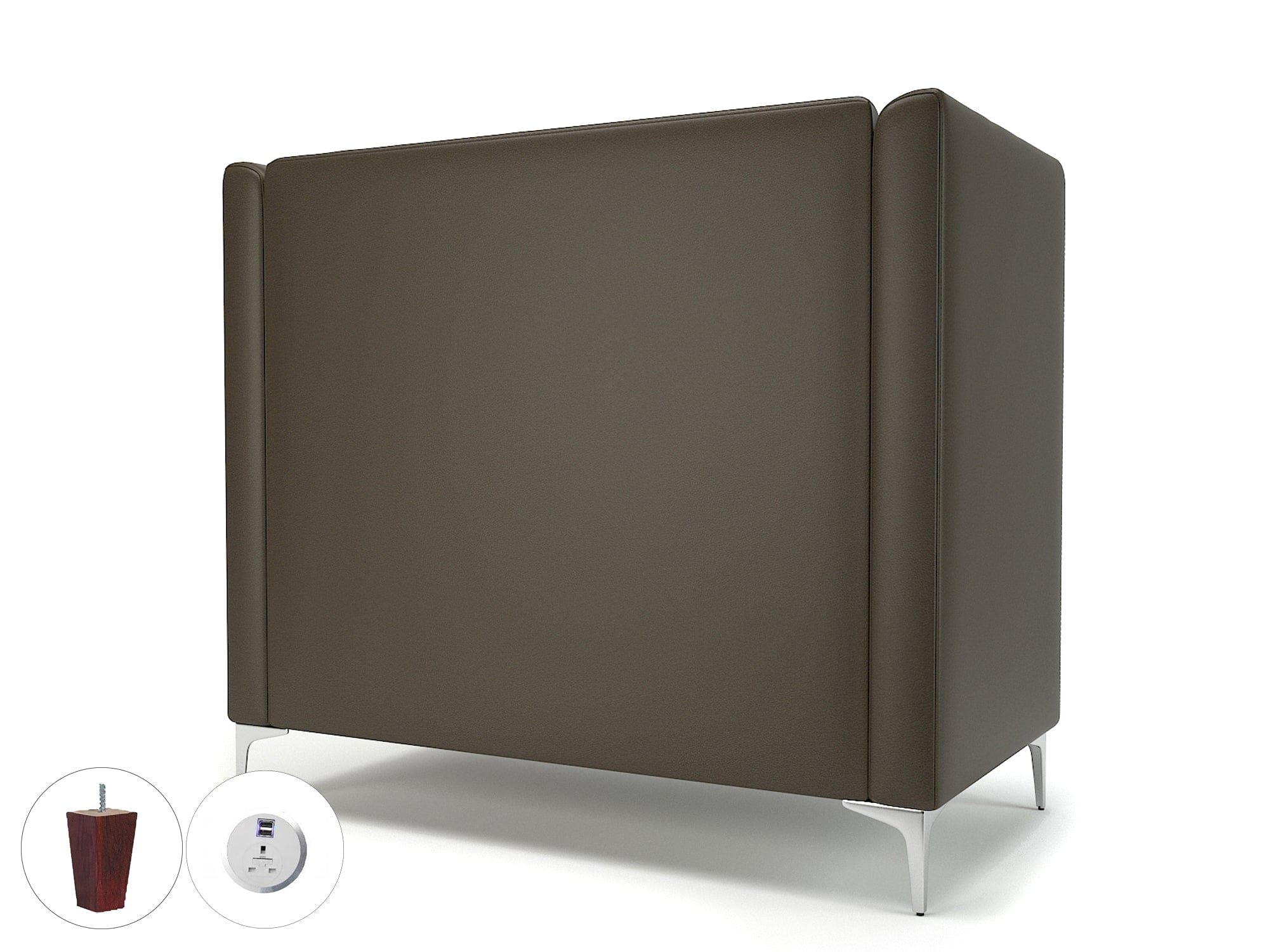 Altus 128cm Wide Privacy Booth in Cristina Marrone Ultima Faux Leather with Socket - Image 69