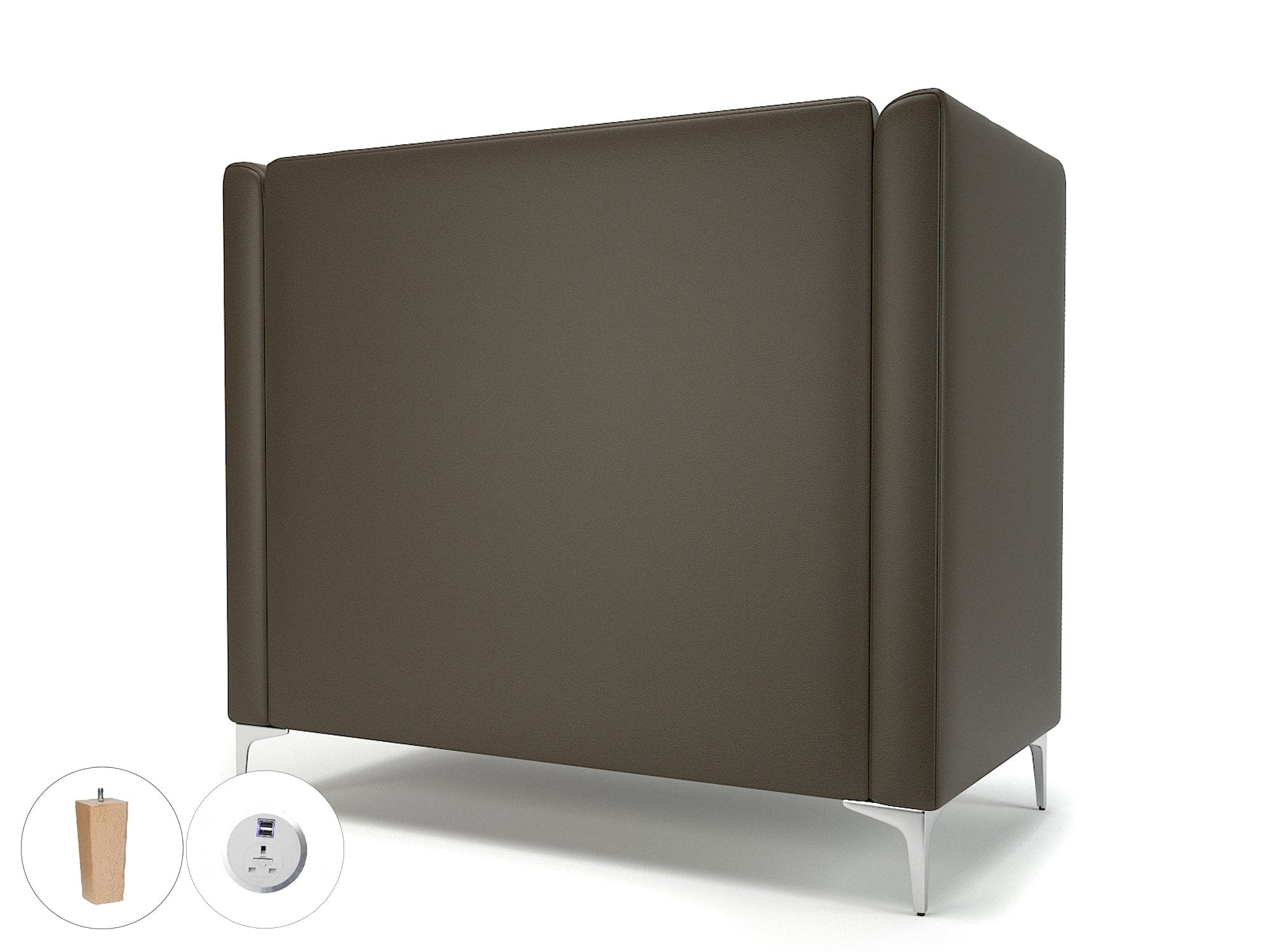 Altus 128cm Wide Privacy Booth in Cristina Marrone Ultima Faux Leather with Socket - Image 72