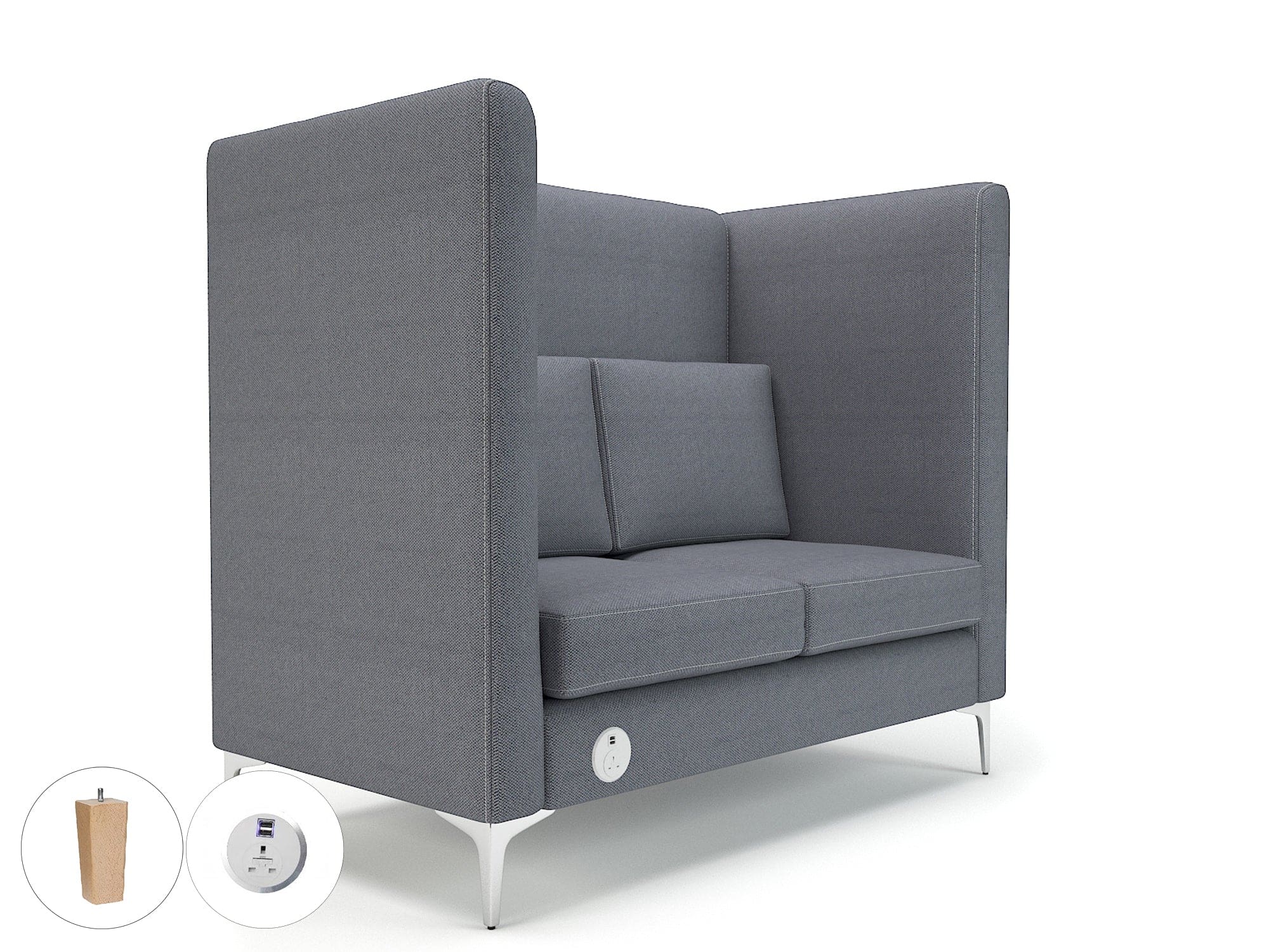Altus 128cm Wide Privacy Booth in Camira Era Fabric with Socket - Image 98