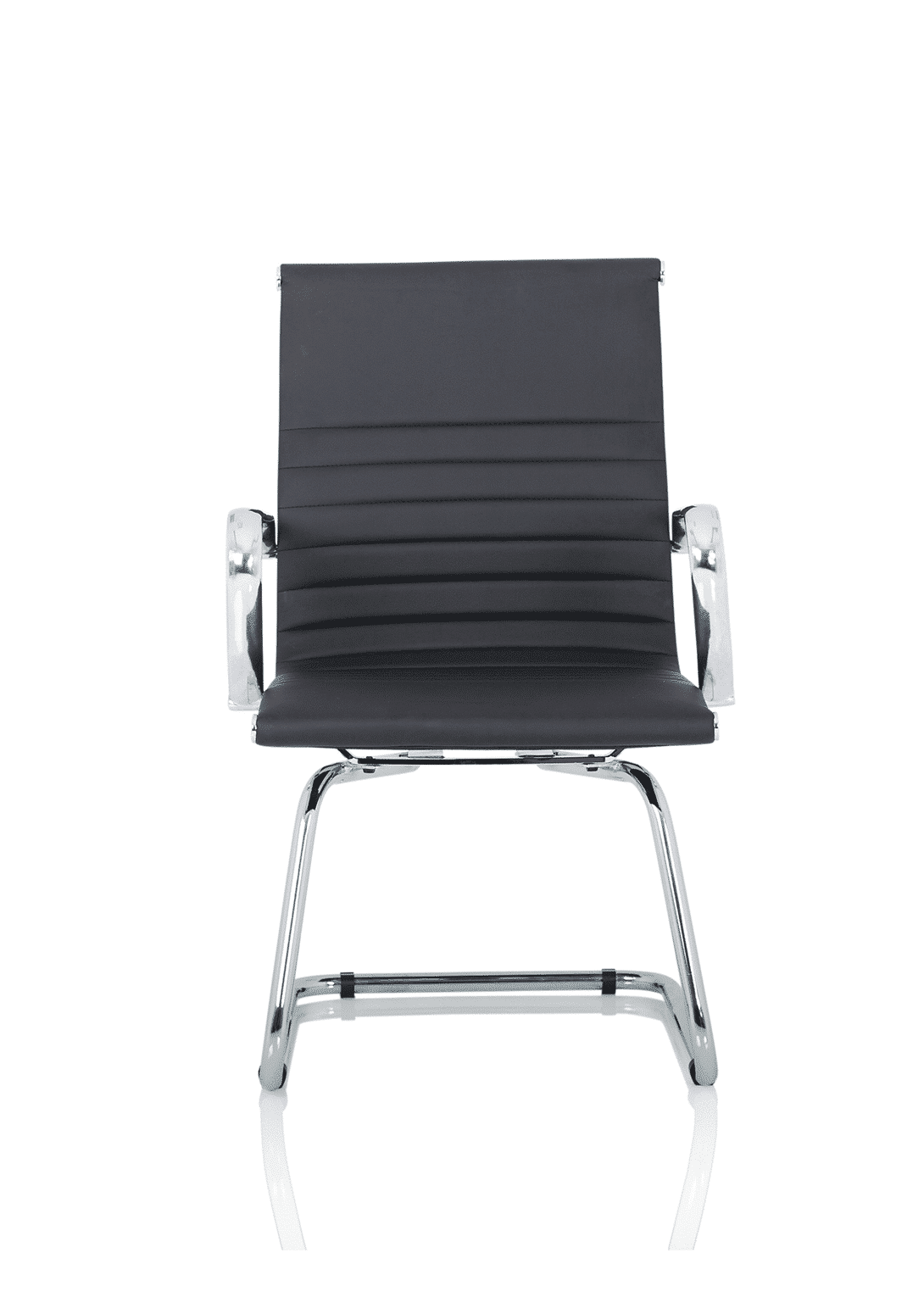 Nola Black Leather Cantilever Visitor Chair with Arms - Image 2