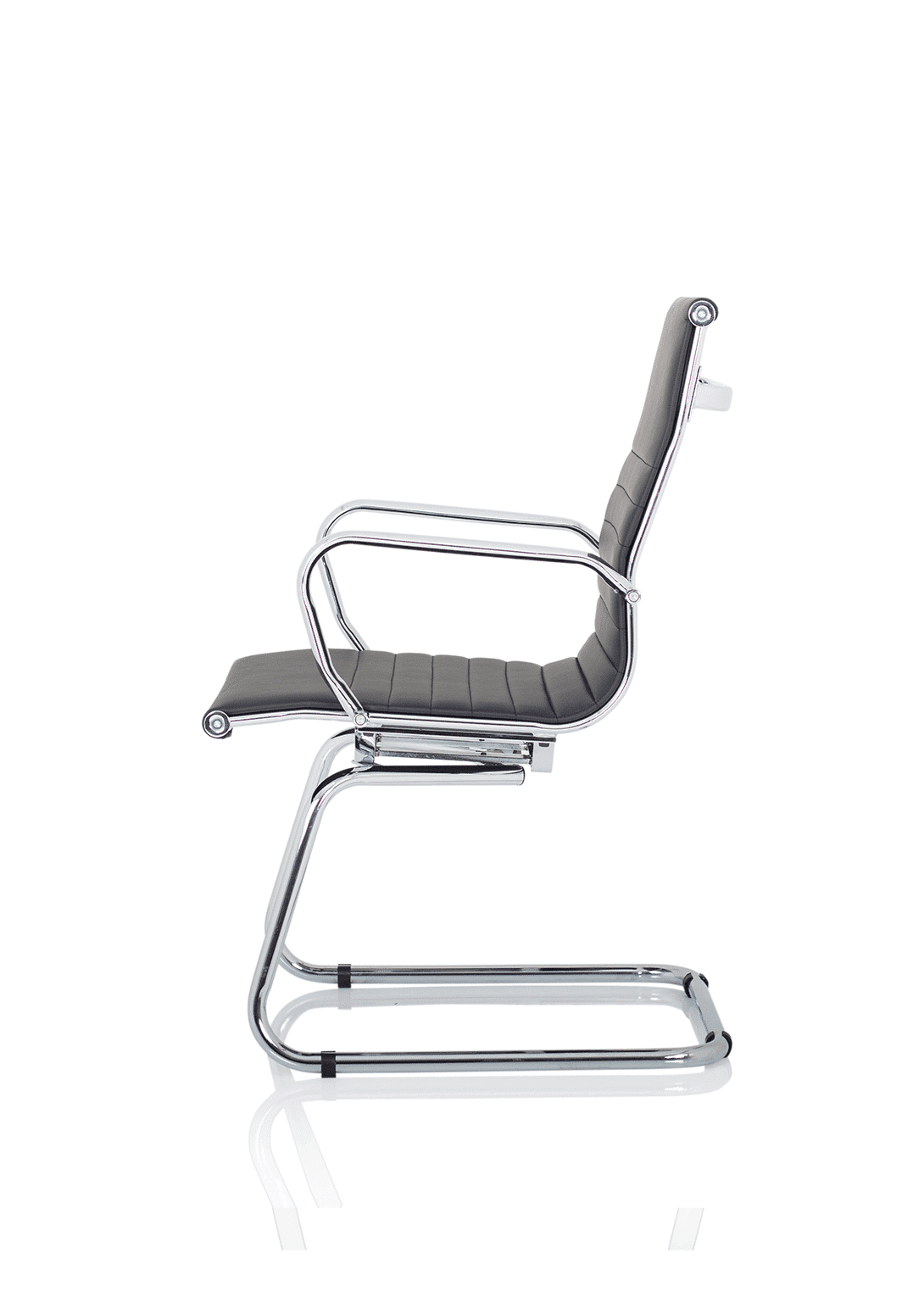 Nola Black Leather Cantilever Visitor Chair with Arms - Image 4