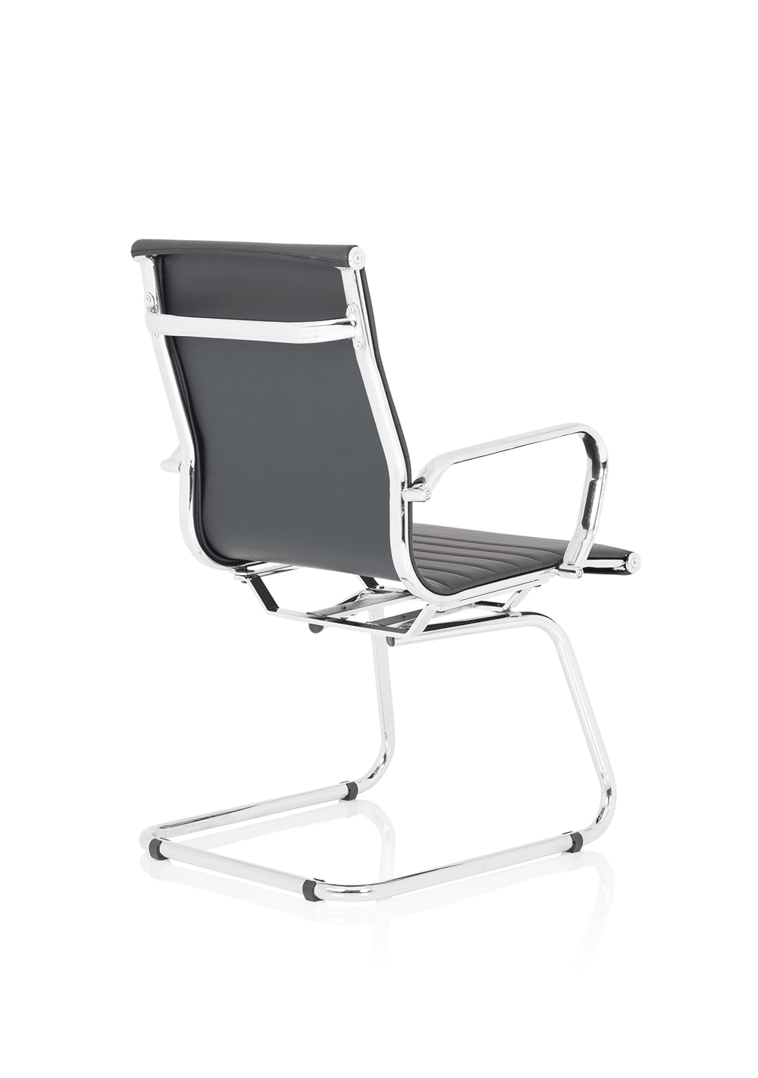Nola Black Leather Cantilever Visitor Chair with Arms - Image 6