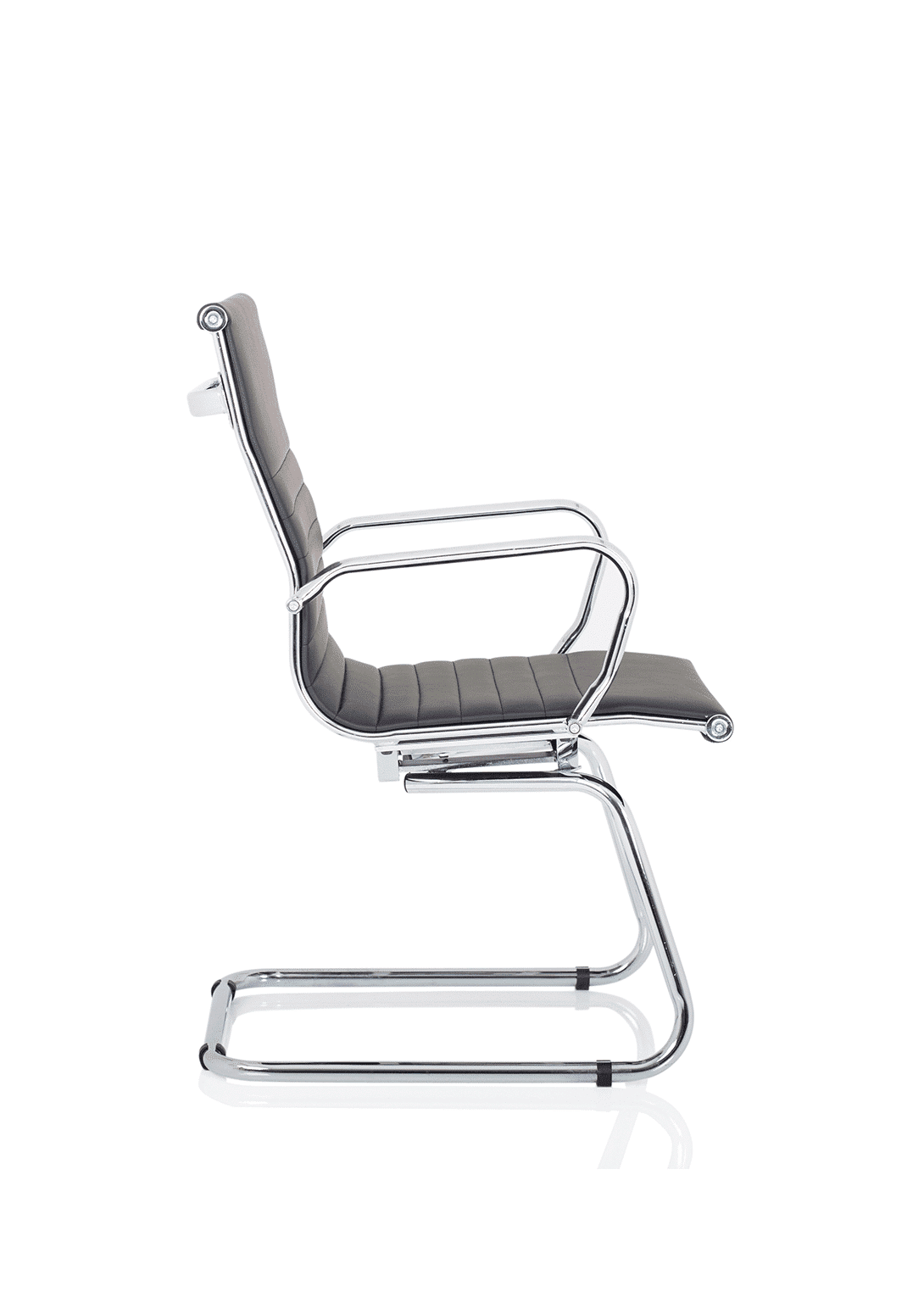 Nola Black Leather Cantilever Visitor Chair with Arms - Image 7