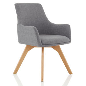 Carmen Grey Fabric Wooden Leg Visitor Chair