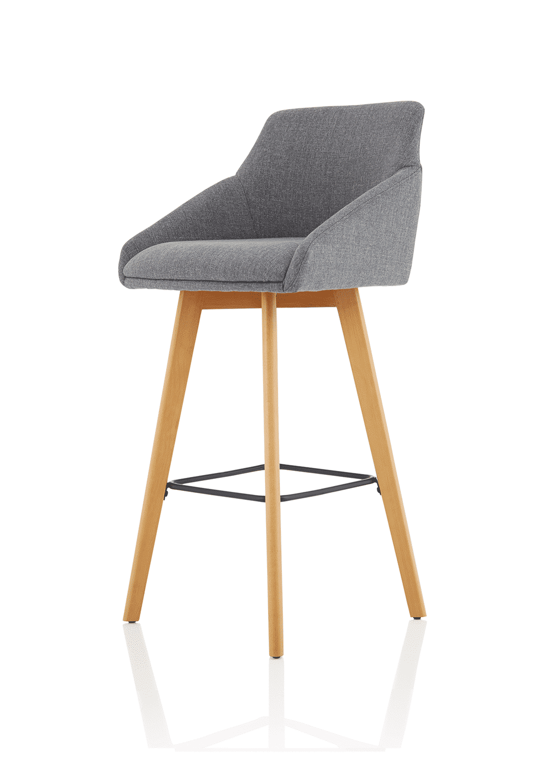 Carmen Grey Fabric Wooden Leg High Stool Chair - Image 3