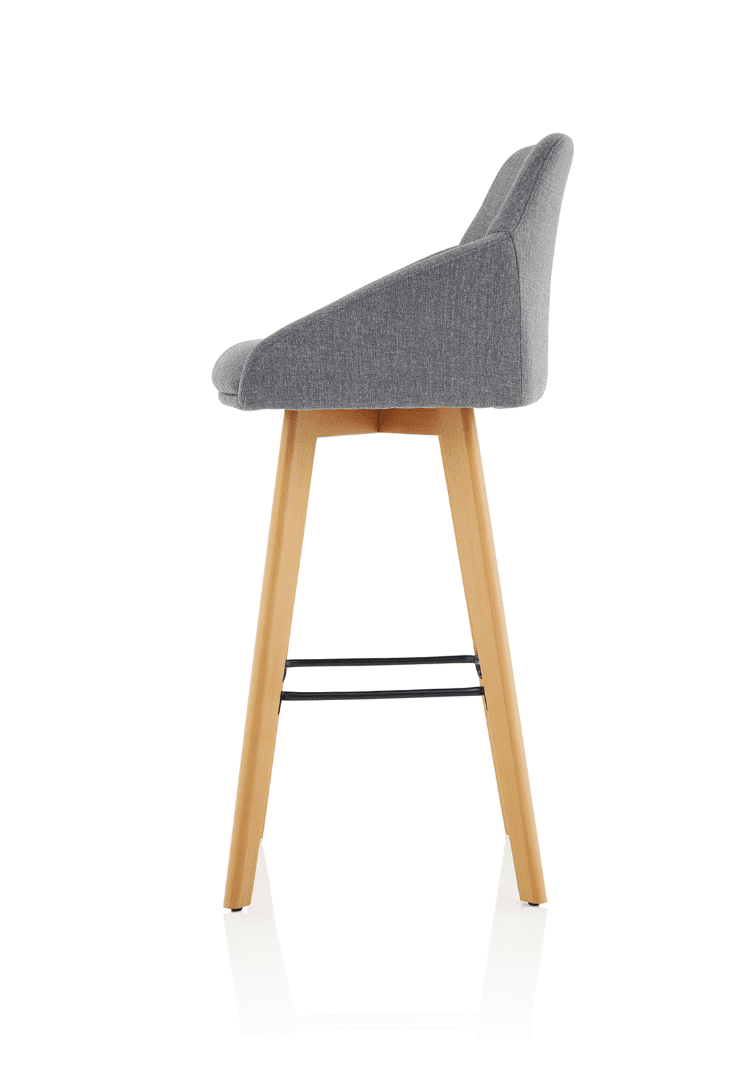 Carmen Grey Fabric Wooden Leg High Stool Chair - Image 4
