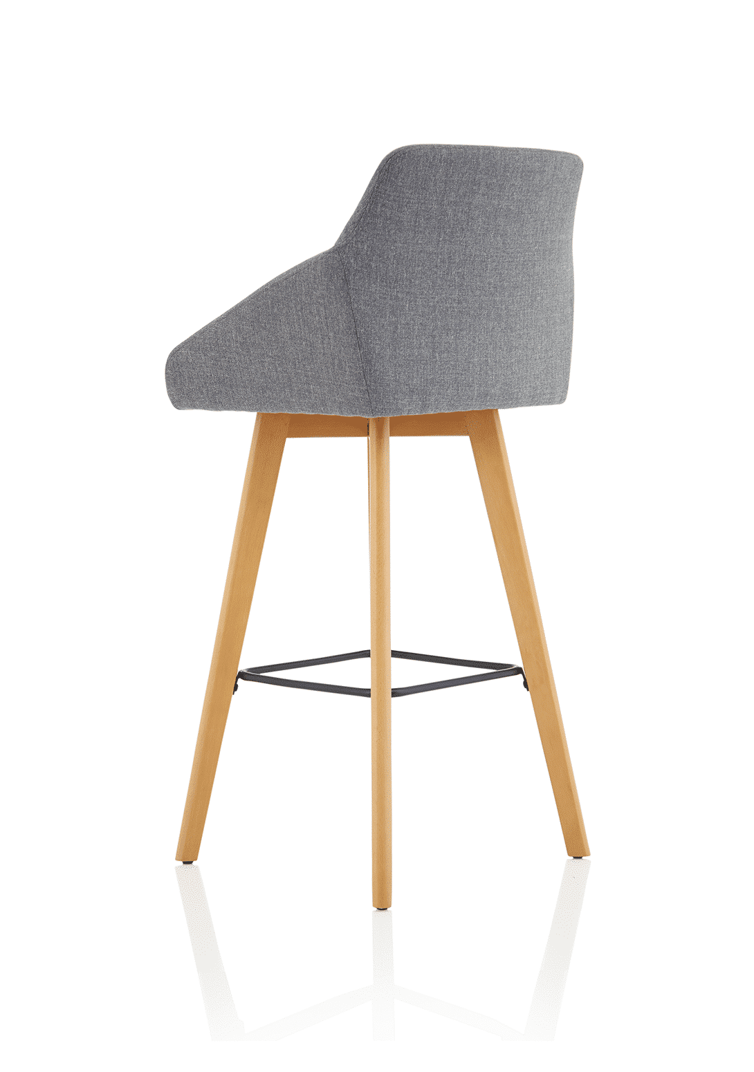 Carmen Grey Fabric Wooden Leg High Stool Chair - Image 5