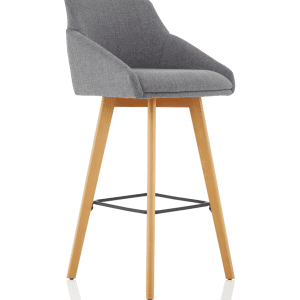 Carmen Grey Fabric Wooden Leg High Stool Chair