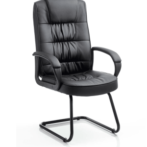 Moore Deluxe High Back Black Cantilever Visitor Chair with Arms