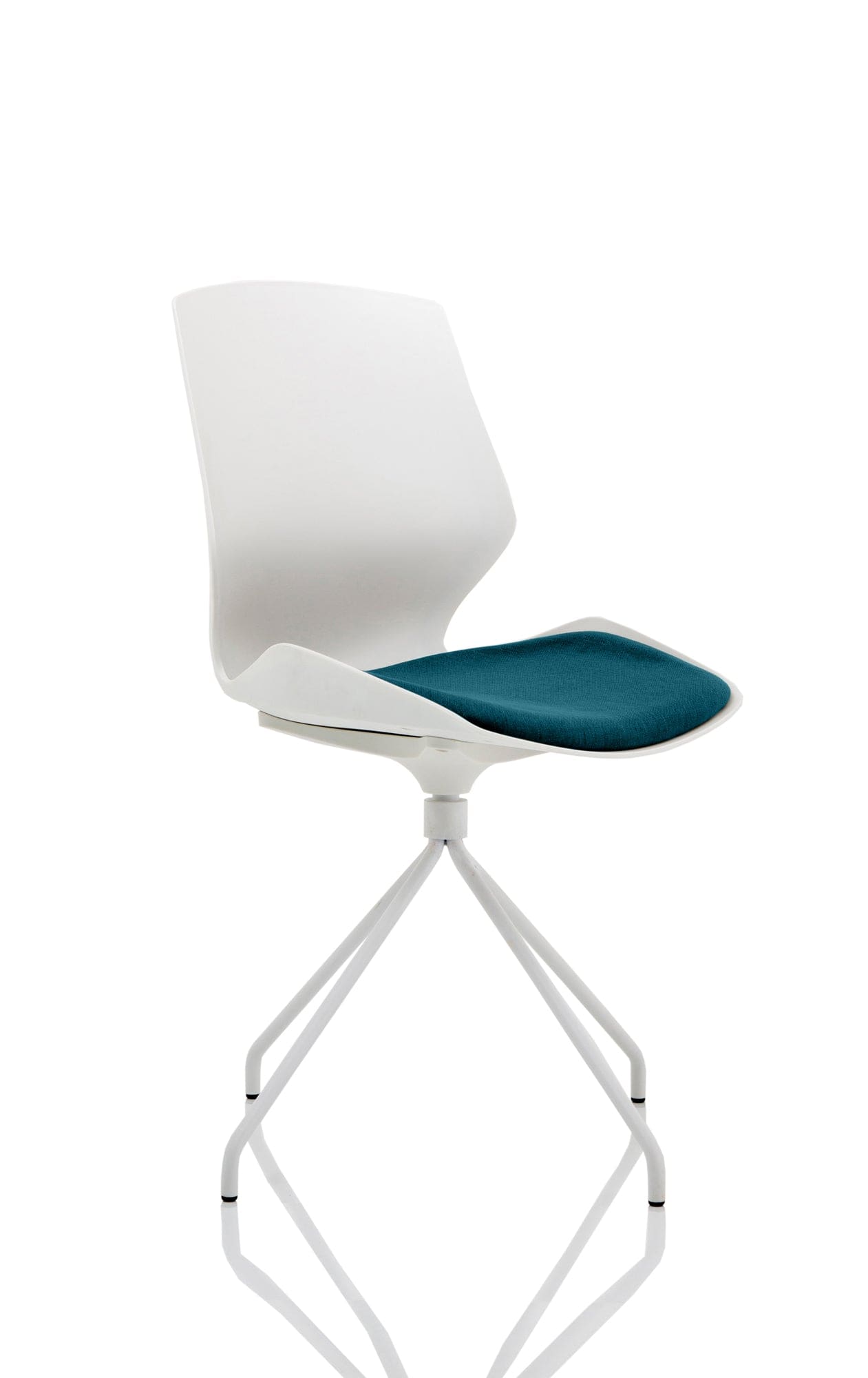Florence Spindle White Frame Fabric Seat Visitor Chair - Image 11