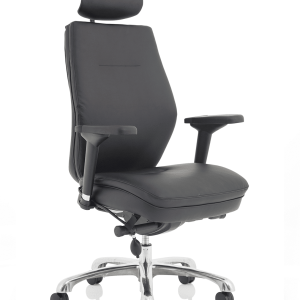 Domino High Back Black Posture Chair with Arms and Headrest