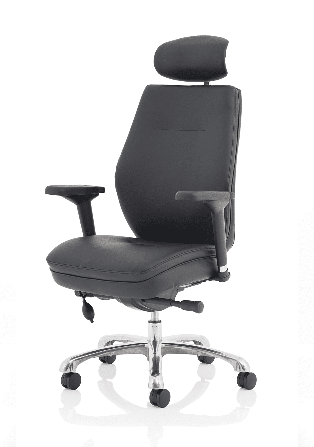 Domino High Back Black Posture Chair with Arms and Headrest - Image 3