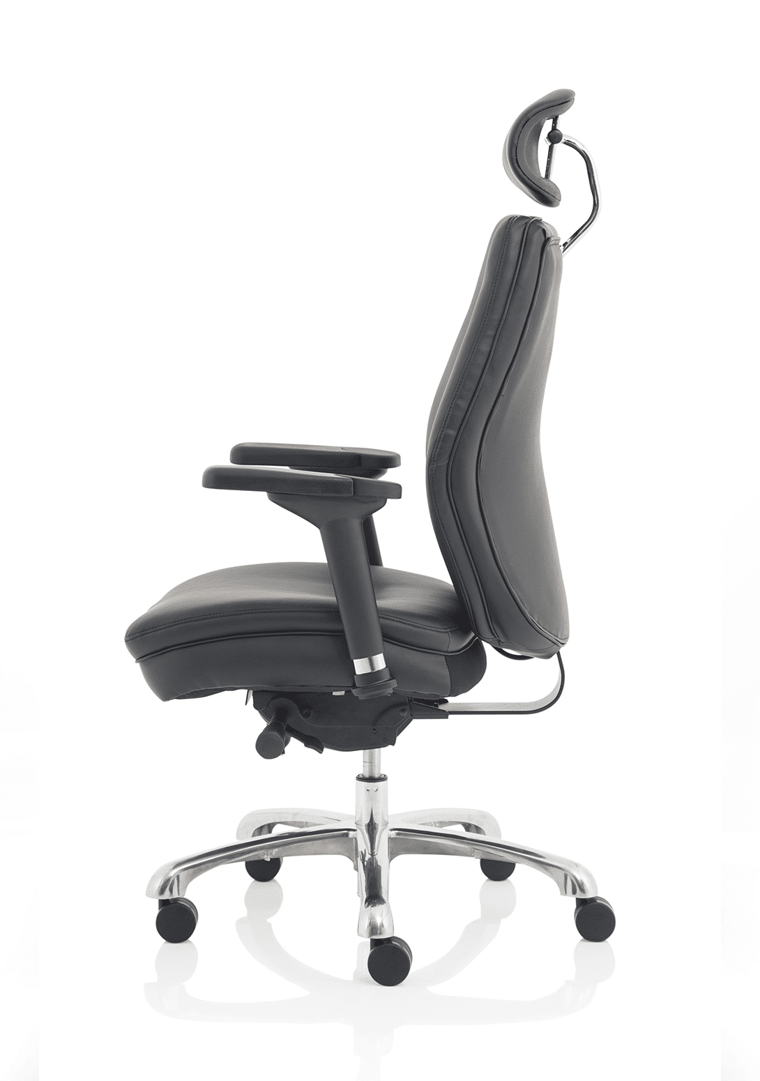 Domino High Back Black Posture Chair with Arms and Headrest - Image 4
