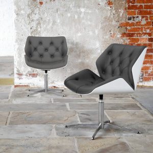 Cascara Chair with Plastic Shell, Deep Buttoning & Chrome Base