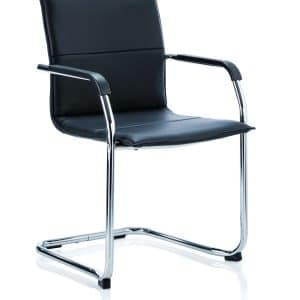 Echo Medium Back Leather Cantilever Visitor Chair with Arms