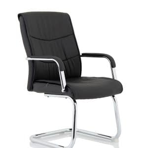 Carter Medium Back Black Leather Cantilever Visitor Office Chair with Arms