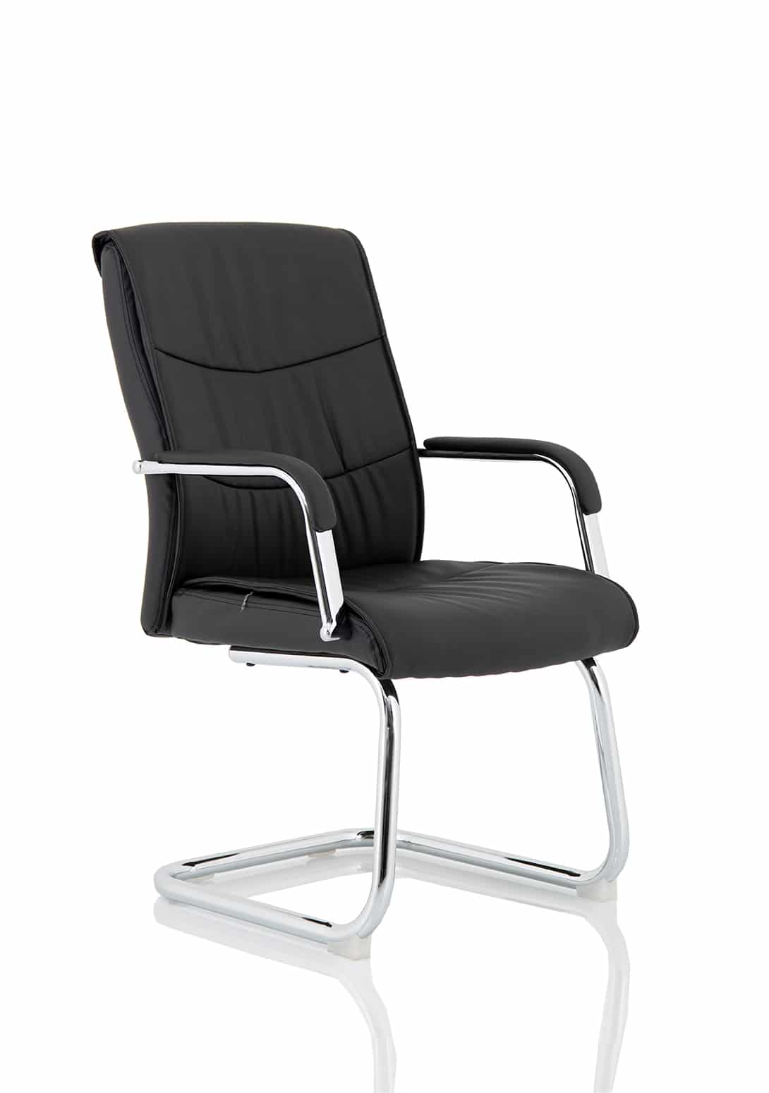 Carter Medium Back Black Leather Cantilever Visitor Office Chair with Arms