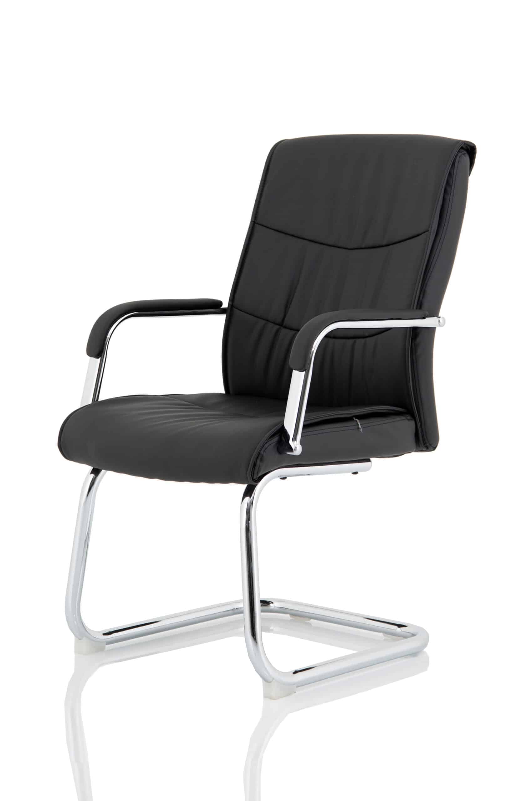 Carter Medium Back Black Leather Cantilever Visitor Office Chair with Arms - Image 2