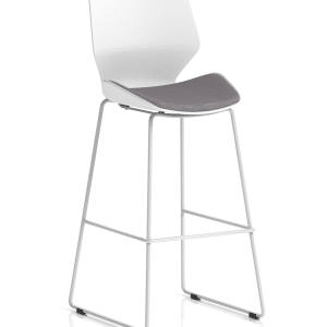 Florence White Frame Fabric Seat High Stool Chair