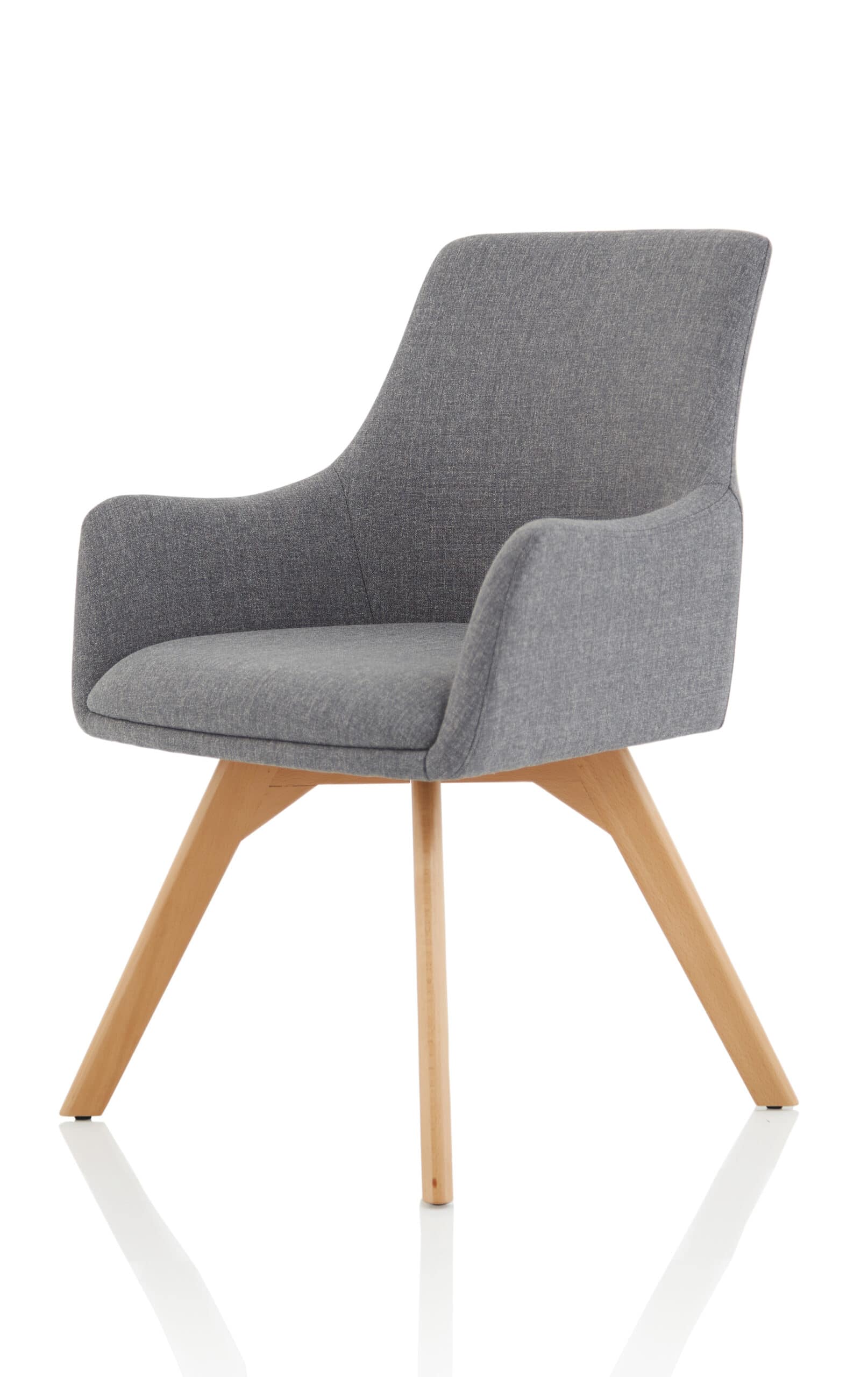 Carmen Grey Fabric Wooden Leg Visitor Chair - Image 3