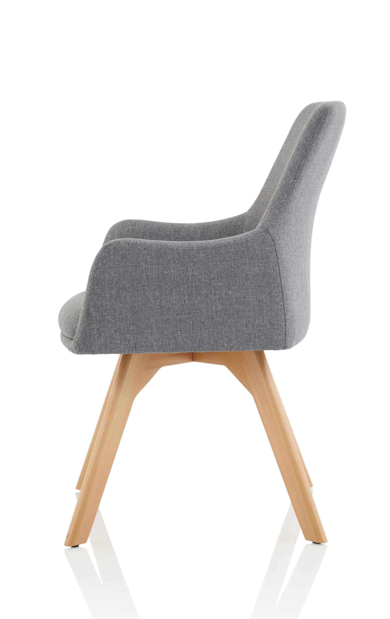 Carmen Grey Fabric Wooden Leg Visitor Chair - Image 4
