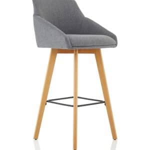 Carmen Grey Fabric Wooden Leg High Stool Chair