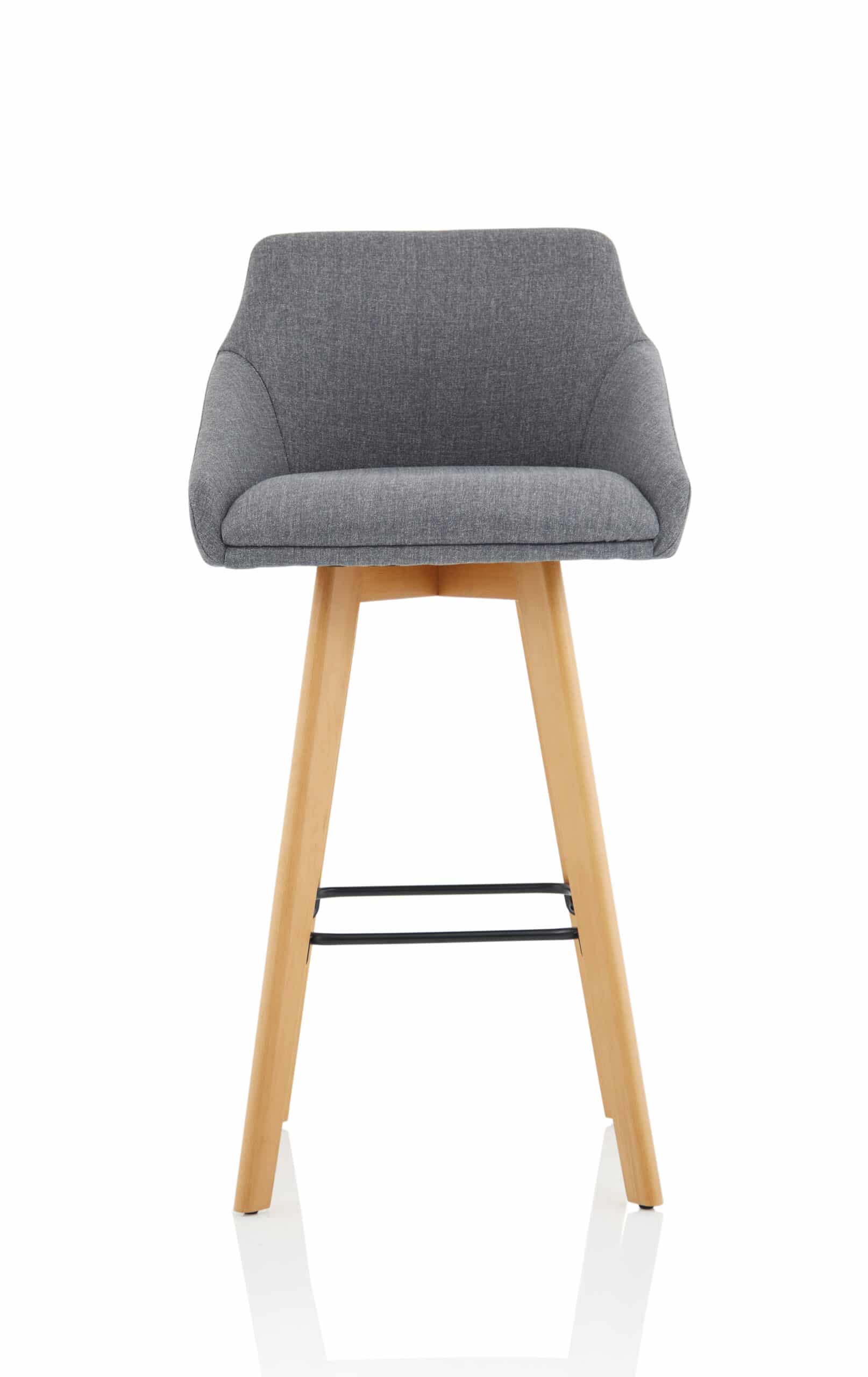 Carmen Grey Fabric Wooden Leg High Stool Chair - Image 2