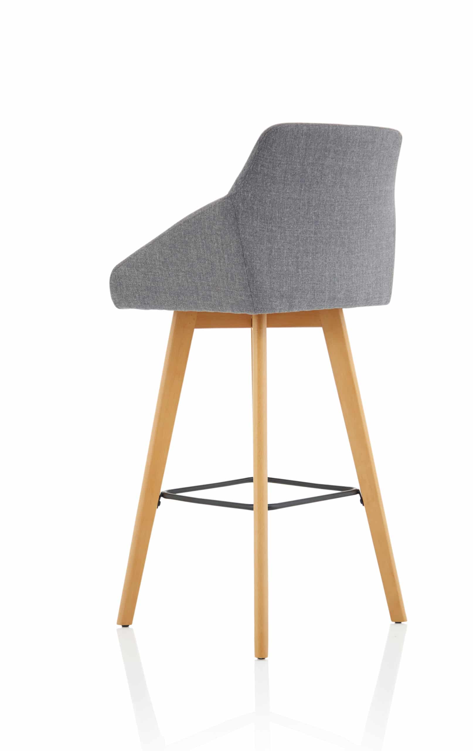 Carmen Grey Fabric Wooden Leg High Stool Chair - Image 5