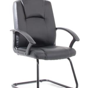 Bella Medium Back Black Bonded Leather Black Frame Cantilever Visitor Chair
