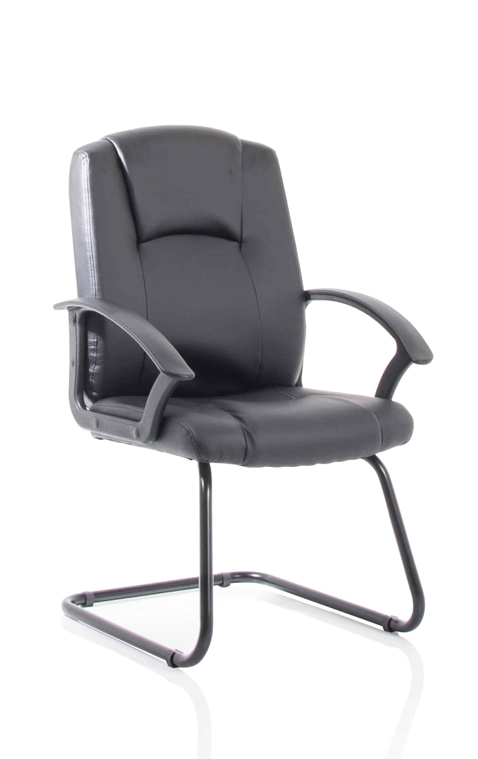 Bella Medium Back Black Bonded Leather Black Frame Cantilever Visitor Chair