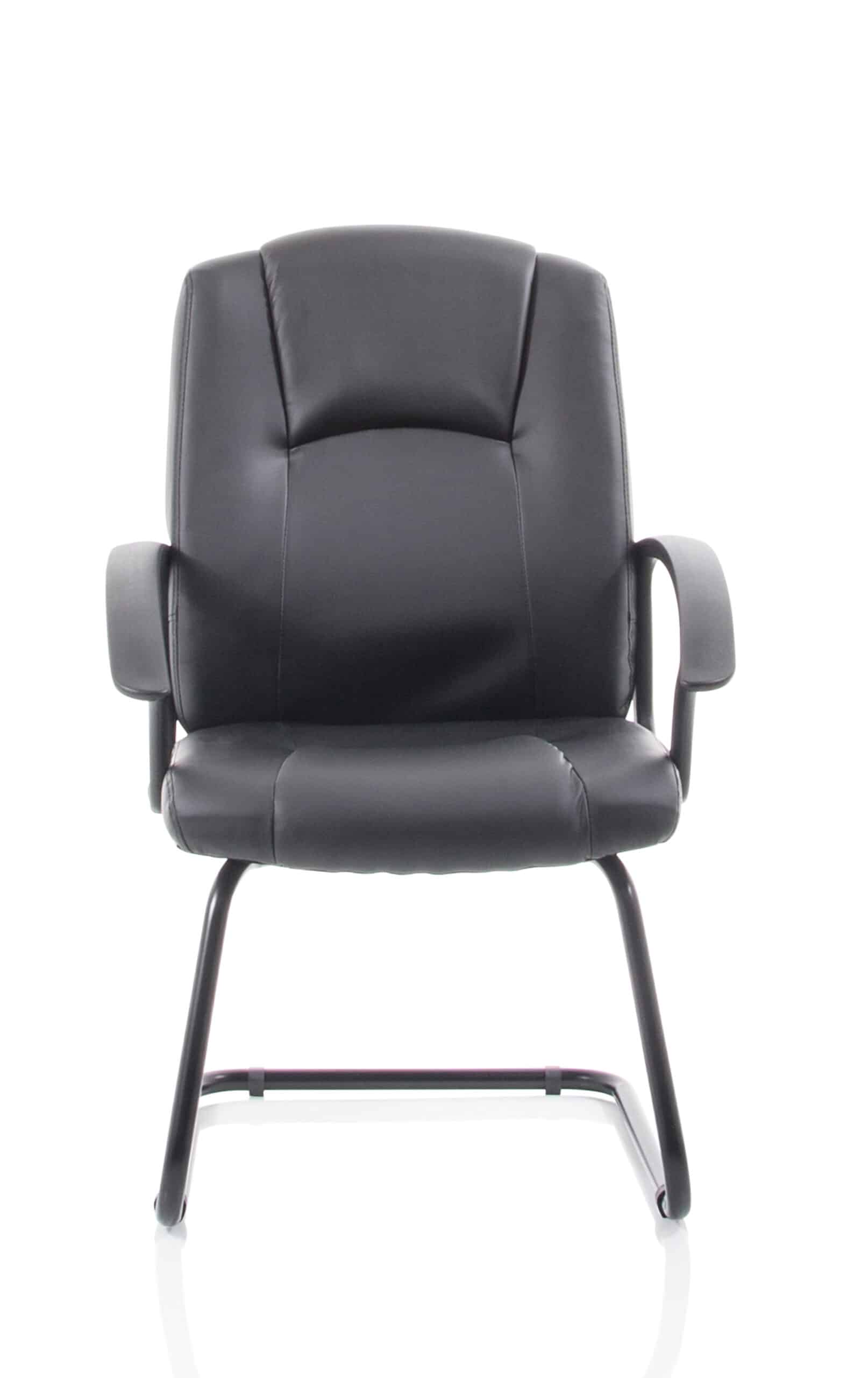Bella Medium Back Black Bonded Leather Black Frame Cantilever Visitor Chair - Image 2