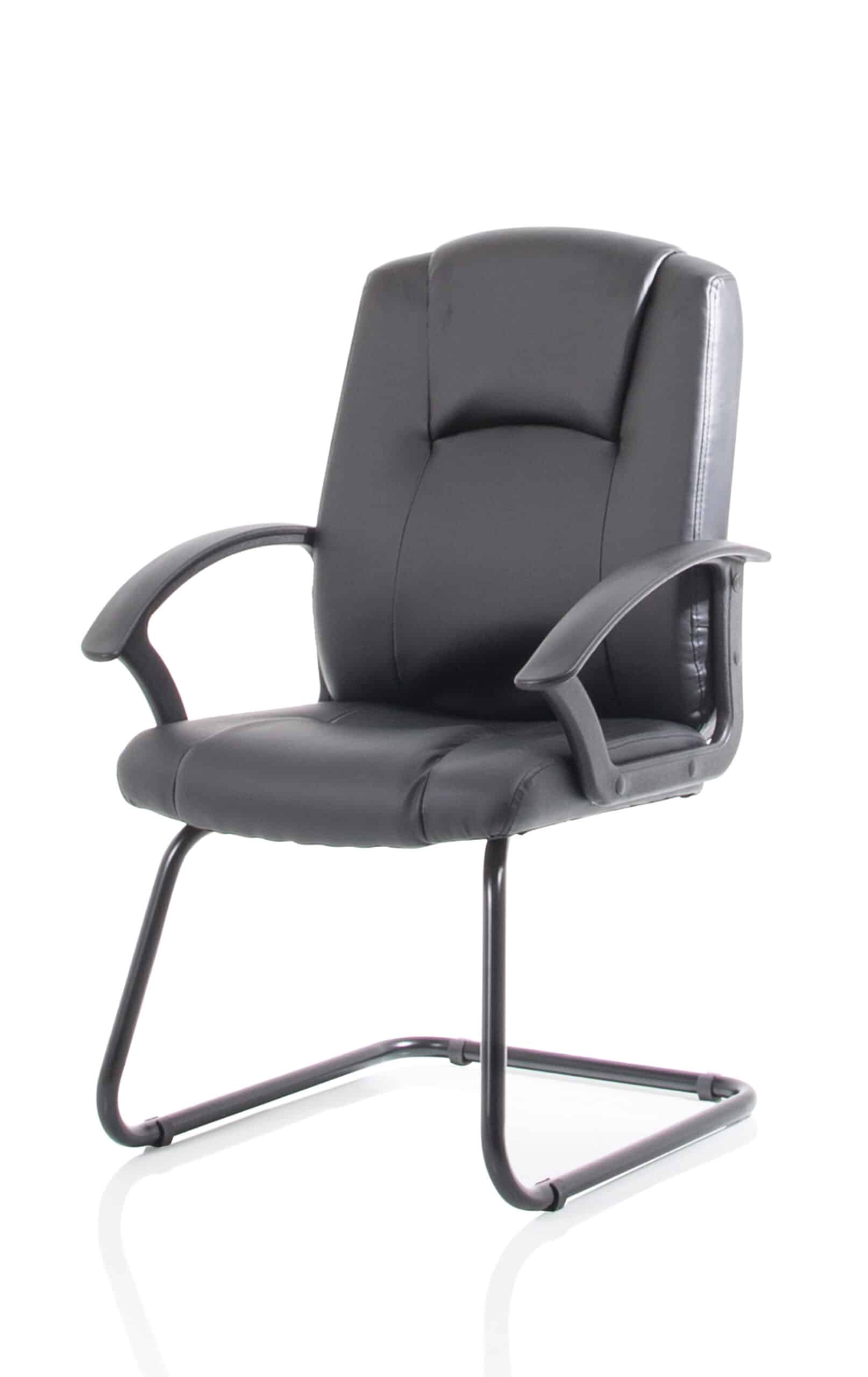 Bella Medium Back Black Bonded Leather Black Frame Cantilever Visitor Chair - Image 3