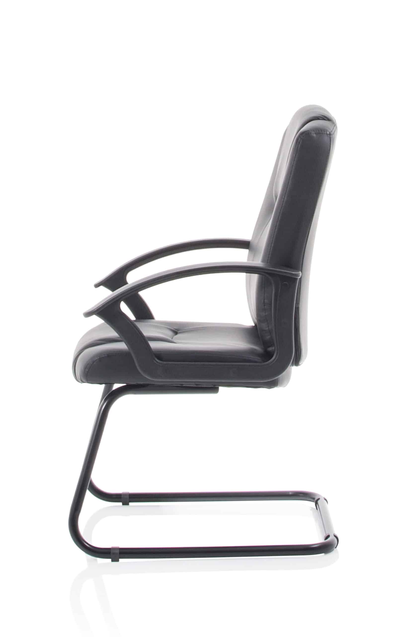 Bella Medium Back Black Bonded Leather Black Frame Cantilever Visitor Chair - Image 4