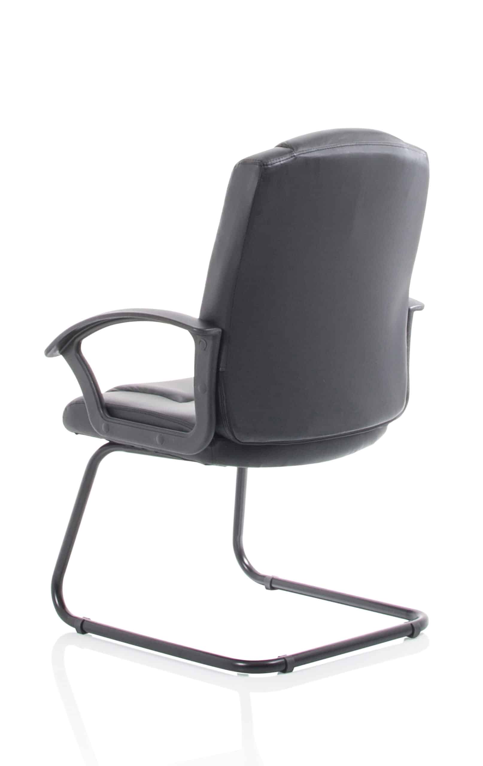 Bella Medium Back Black Bonded Leather Black Frame Cantilever Visitor Chair - Image 5