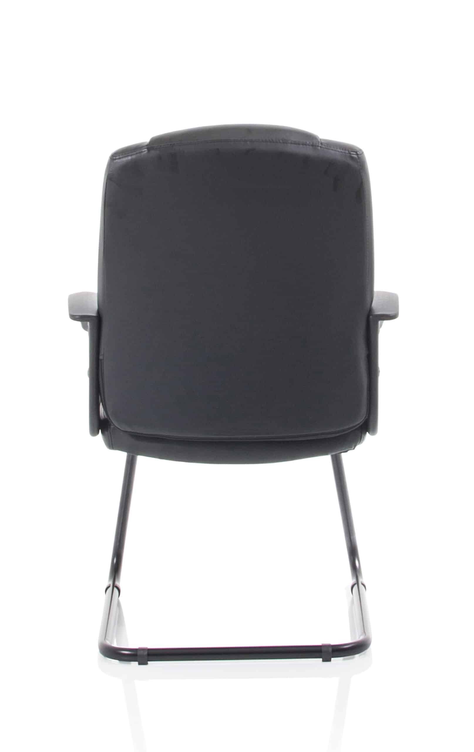 Bella Medium Back Black Bonded Leather Black Frame Cantilever Visitor Chair - Image 6
