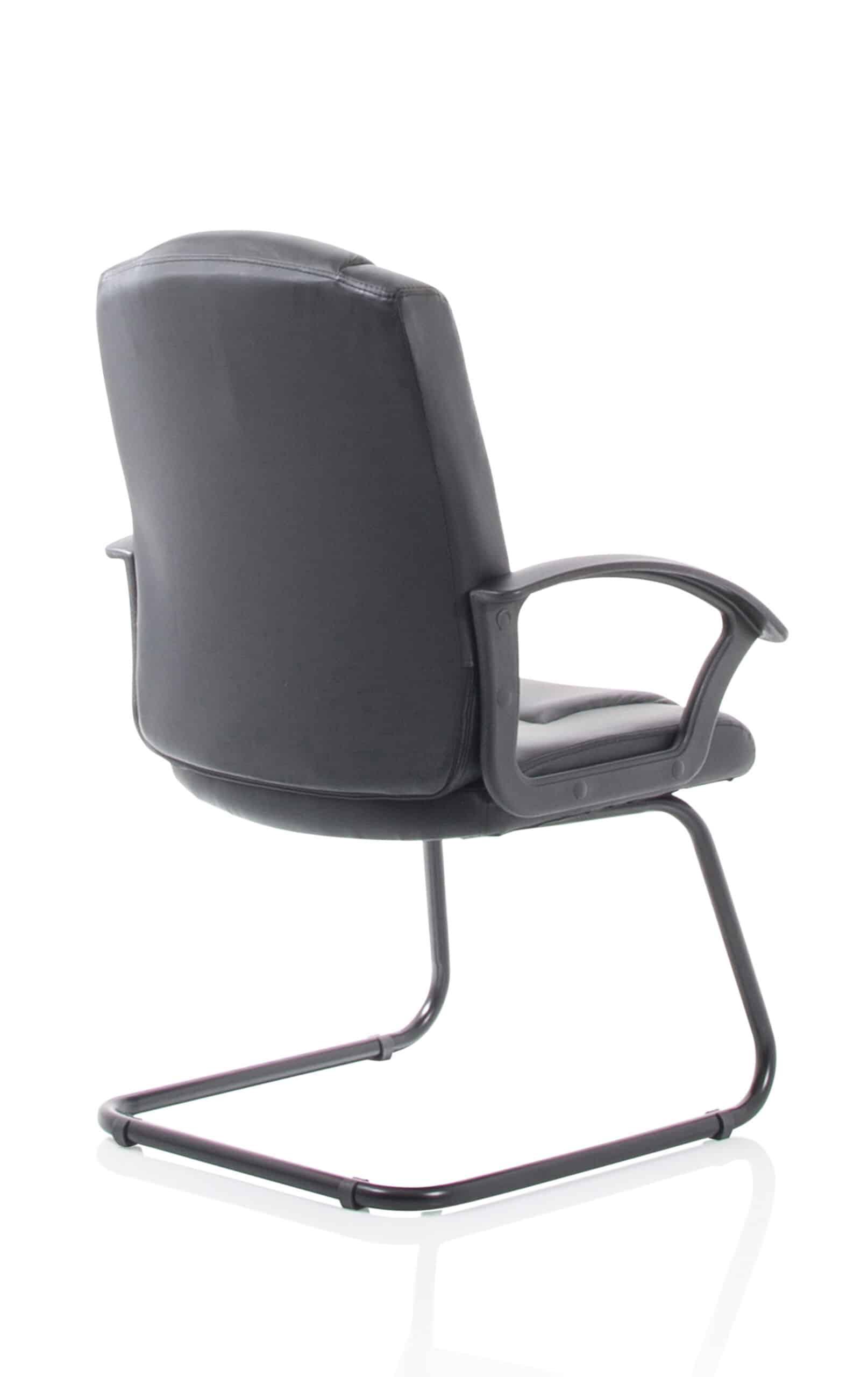 Bella Medium Back Black Bonded Leather Black Frame Cantilever Visitor Chair - Image 7