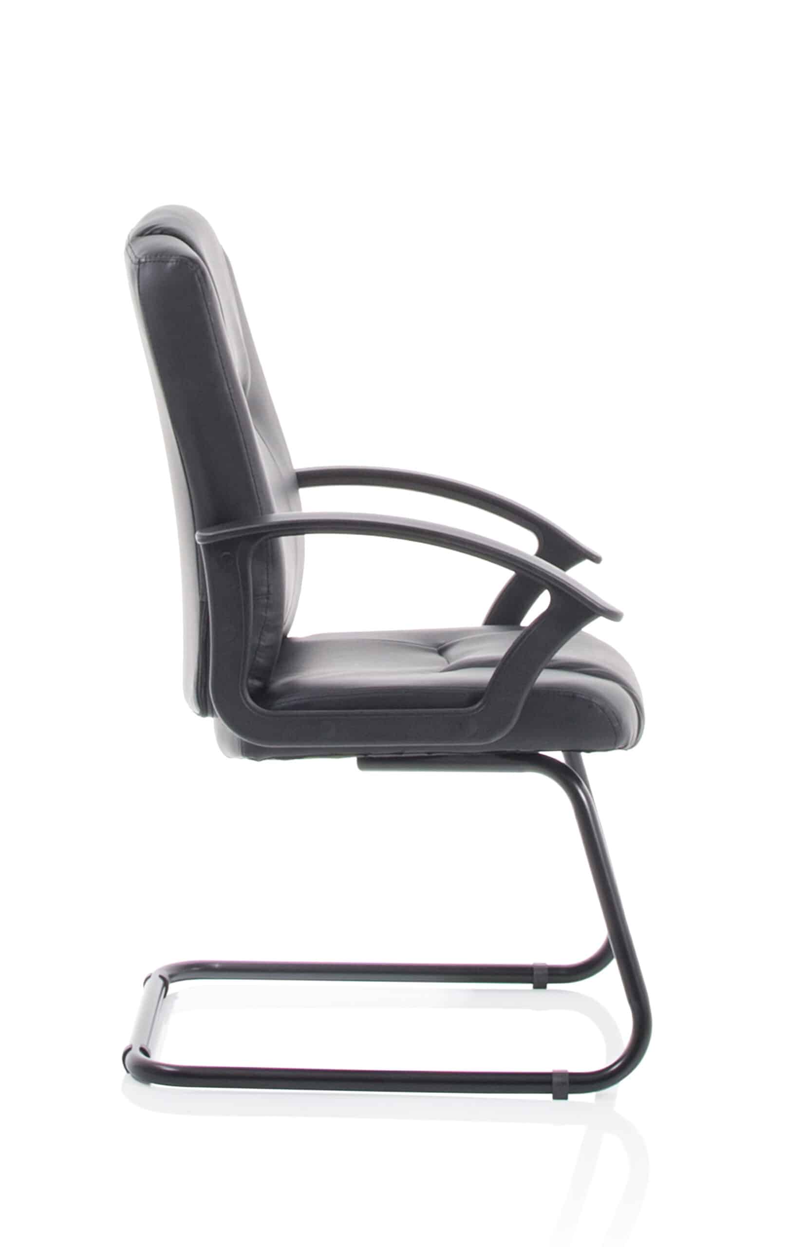 Bella Medium Back Black Bonded Leather Black Frame Cantilever Visitor Chair - Image 8