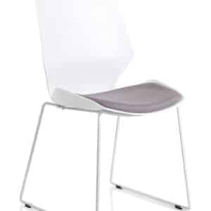 Florence Sled White Frame Fabric Seat Visitor Chair