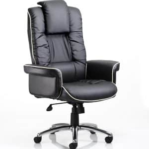 Chelsea High Back Soft Black Leather Executive Office Chair with Arms