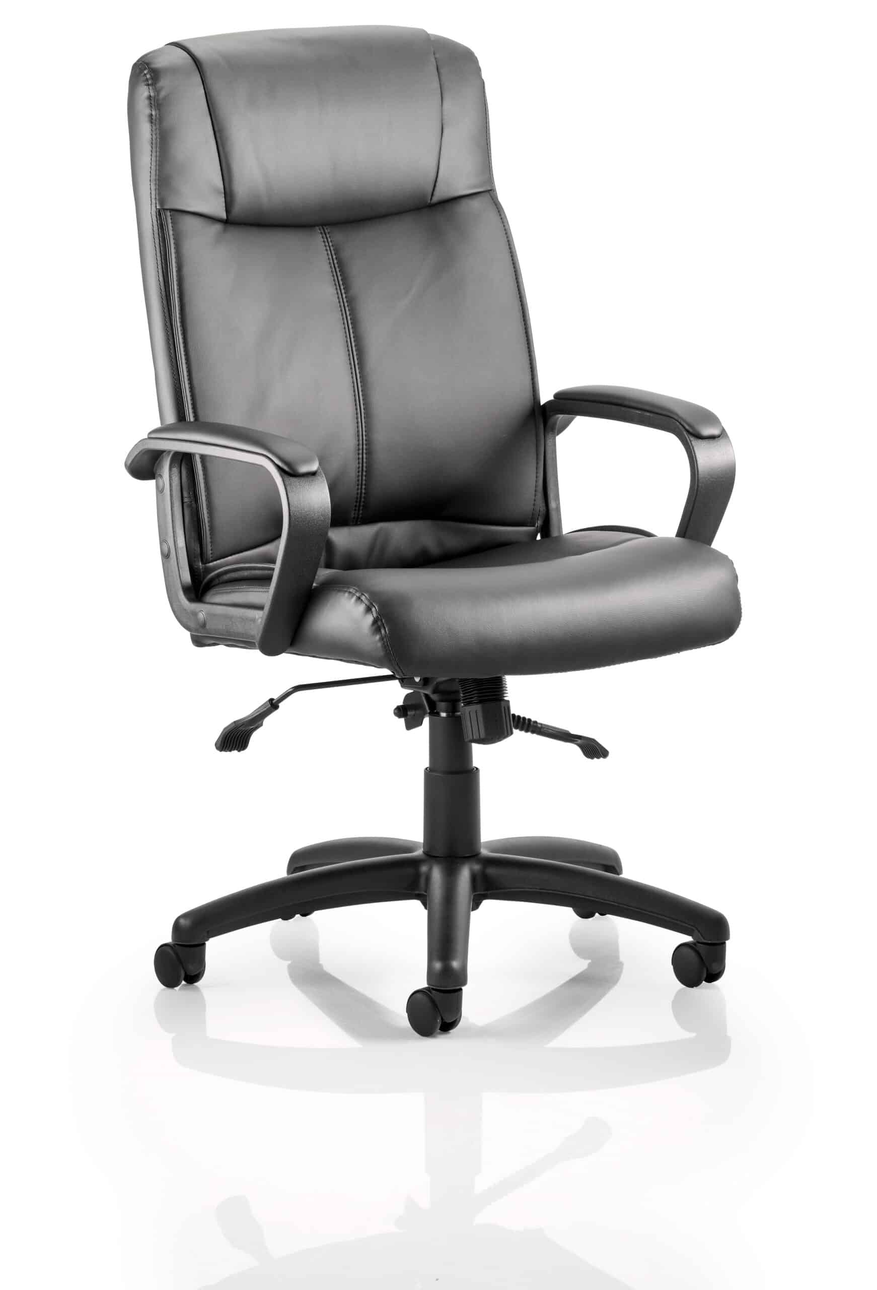 Plaza High Back Executive Black Leather Office Chair with Arms