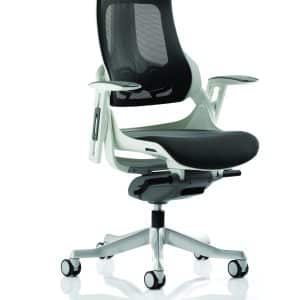 Zure High Back White Shell Executive Office Chair with Arms