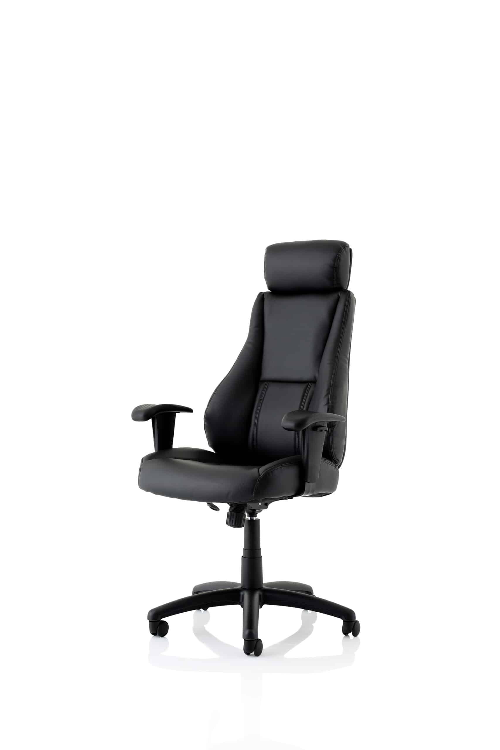 Winsor Medium Back Executive Black Leather Office Chair with Arms - Image 3