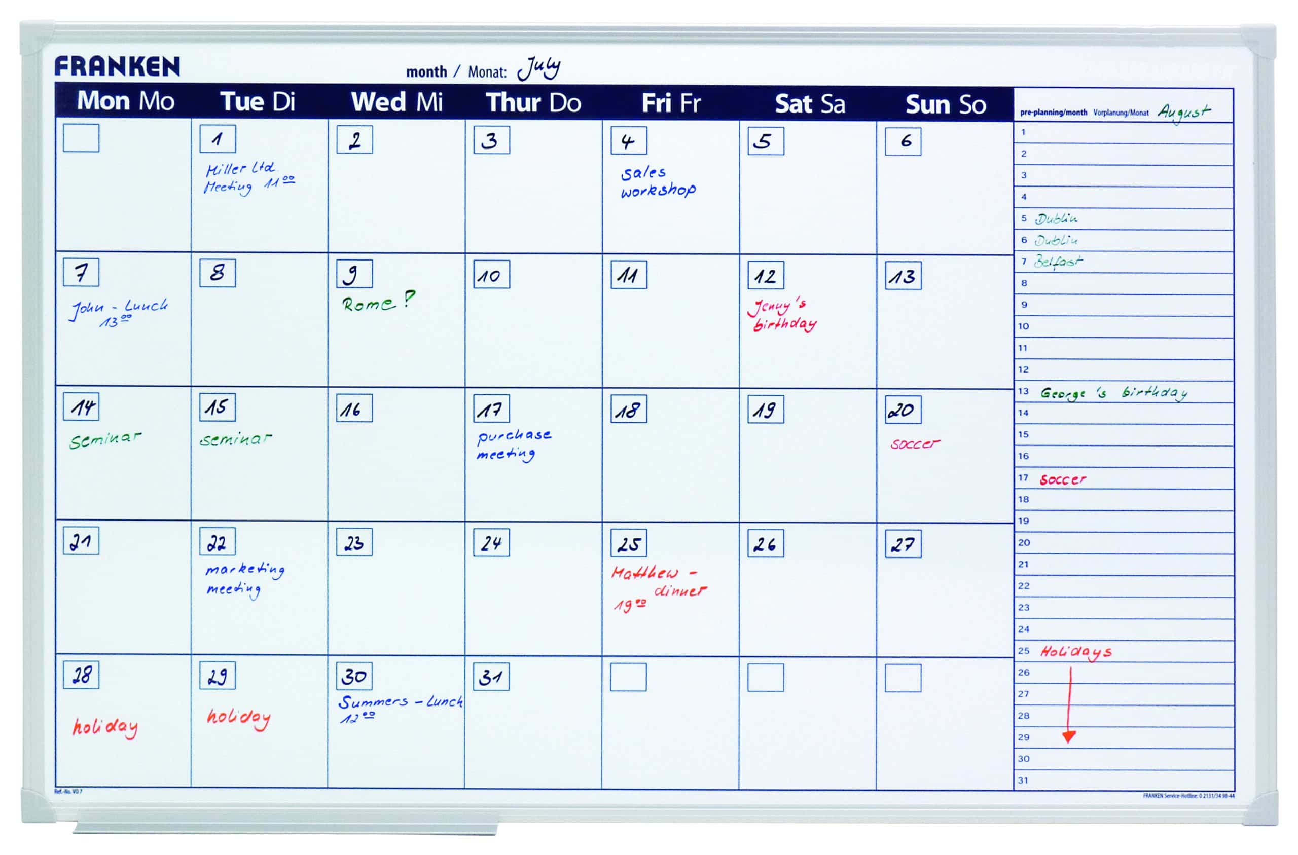 Monthly Planner Day Grid, 90 x 60cm
