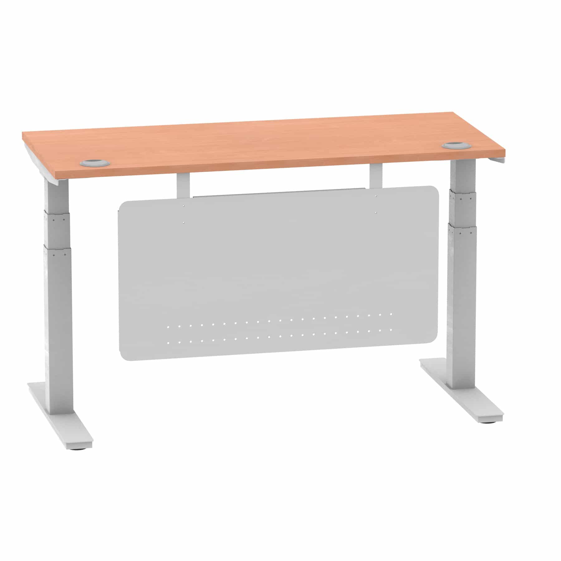 Air Height Adjustable Slimline Desk With Cable Ports With Steel Modesty Panel - Image 30