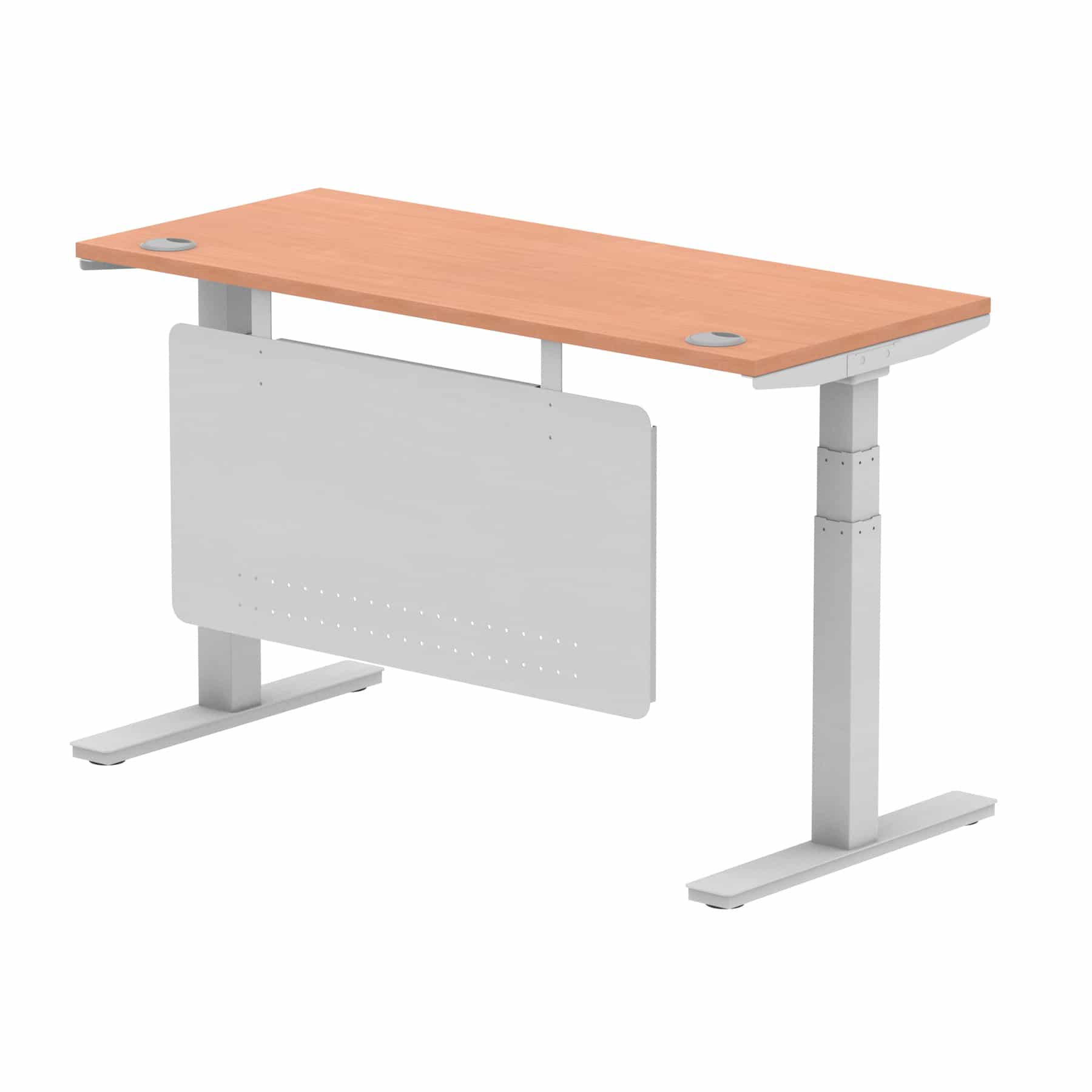 Air Height Adjustable Slimline Desk With Cable Ports With Steel Modesty Panel - Image 31