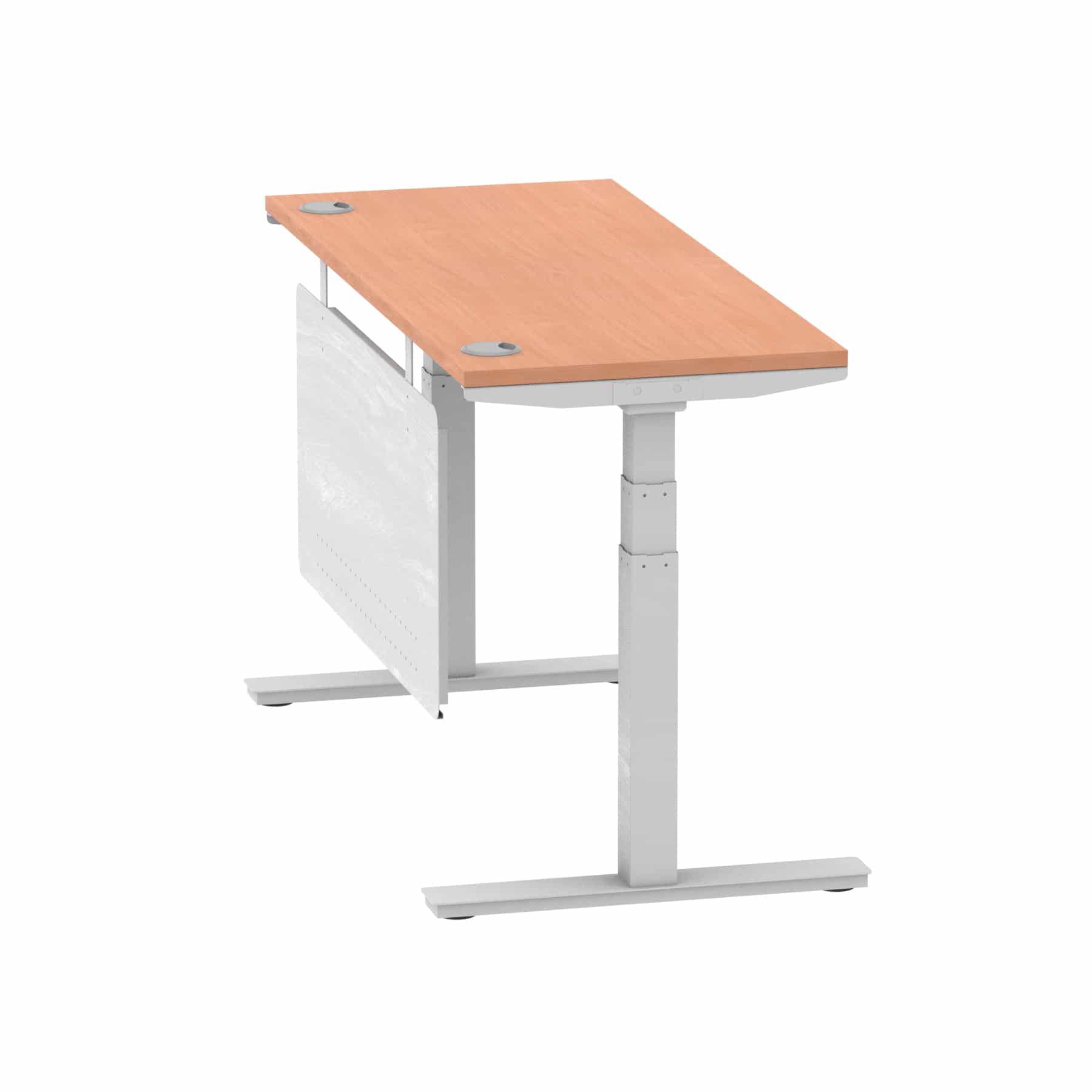 Air Height Adjustable Slimline Desk With Cable Ports With Steel Modesty Panel - Image 32