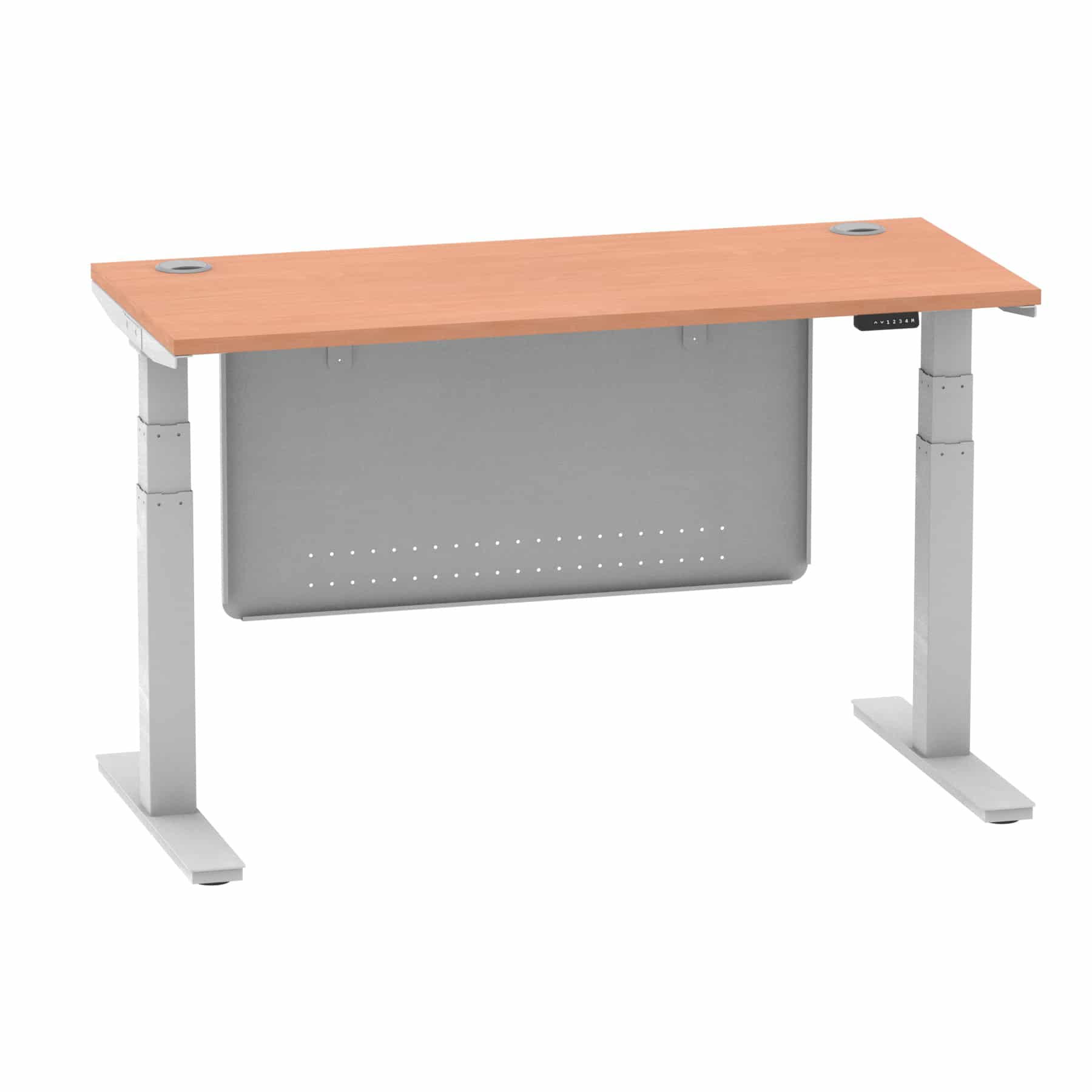 Air Height Adjustable Slimline Desk With Cable Ports With Steel Modesty Panel - Image 34