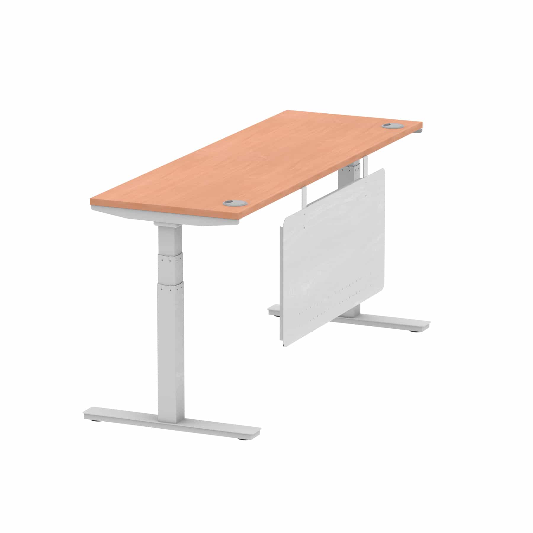 Air Height Adjustable Slimline Desk With Cable Ports With Steel Modesty Panel - Image 191