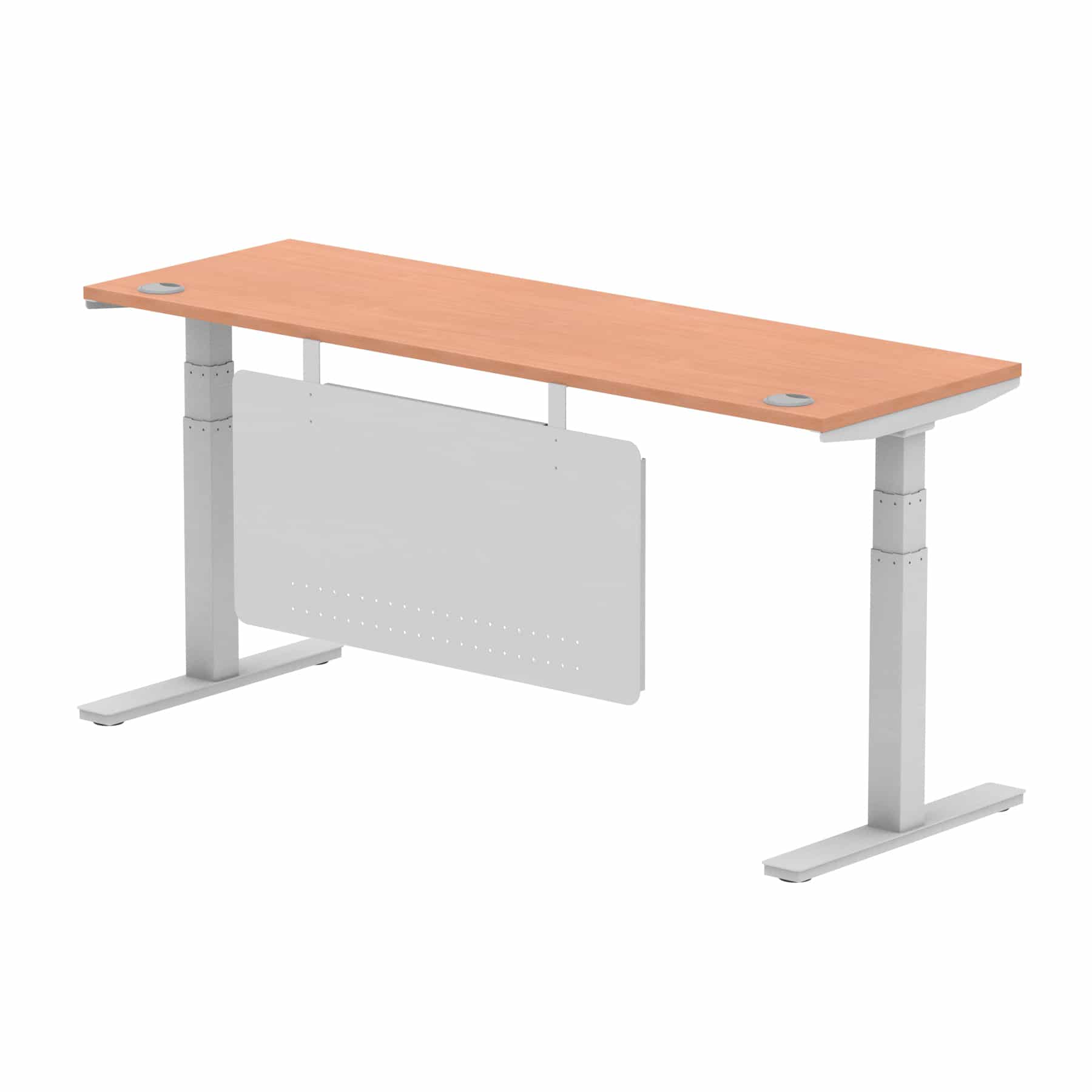 Air Height Adjustable Slimline Desk With Cable Ports With Steel Modesty Panel - Image 193